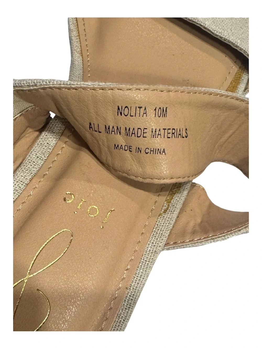 JOIE Sandal Nolita Size 10 Neutral Beige Linen Block Heel Slide Sandal